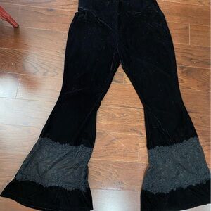 Killstar Lace Velvet Bell Bottom Pants  Wimsigoth Black Sz 2XL Witchy Goth Punk